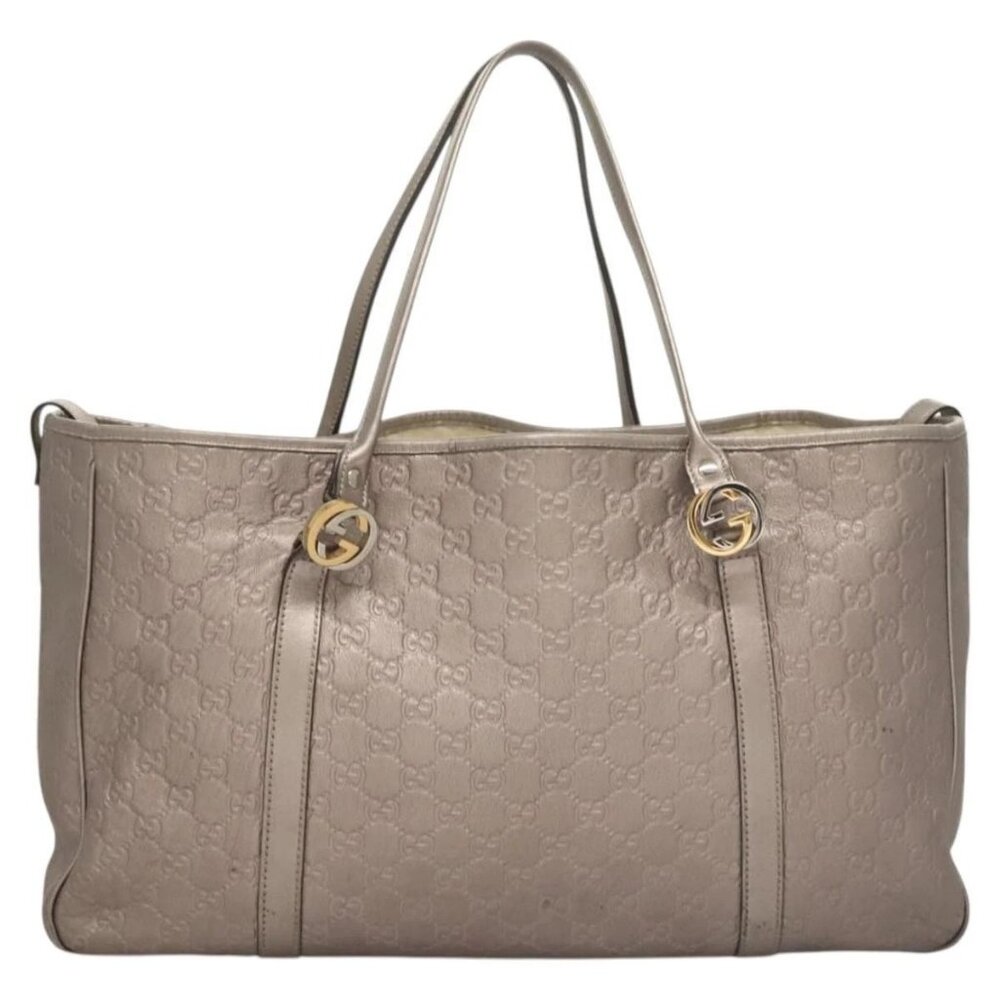 GUCCI GG Canvas Guccissima GG Twins Bag Leather Purple Silver 232956 Auth 119708 - Picture 2 of 16